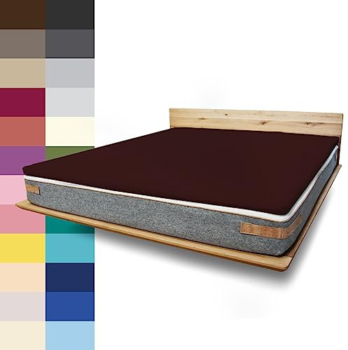 JONA SLEEP Topper Bezug (140x200 cm) Dunkel-Braun Topper Spannbettlaken Boxspringbett aus Baumwolle - Öko Tex - Topper Spannbetttuch für einfaches Beziehen