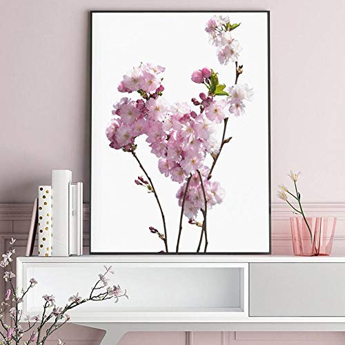 XIANGPEIFBH Moderner minimalistischer rosa Plakat-Druck Kirschbaum-Leinwand-Wandkunst-Bild für Wohnzimmer-Dekor 30x40cm Kein Rahmen