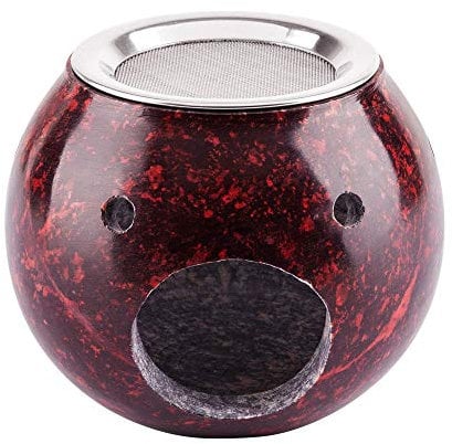 Bitto Weihrauchbrenner Windlicht Softstone Nando in Rot, H: 11 cm, Ø 13,5 cm, inkl. Edelstahlsieb Ø 9 cm Fair Trade Deko Duft