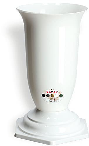 KADAX Jarrón de plástico, jarrón de plástico, jarrón de plástico para flores, jarrón de cementerio, resistente a las heladas, jarrón para tumba, resistente a la intemperie (13 cm, blanco)