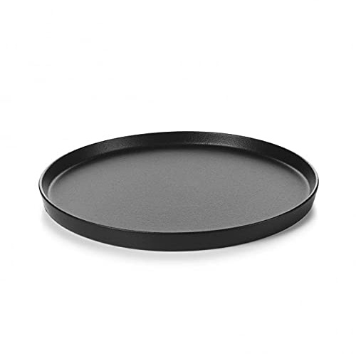 Revol - Teller aus Porzellan, flach, 24 cm, Farbe – Schwarz mit Gusseisen-Effekt