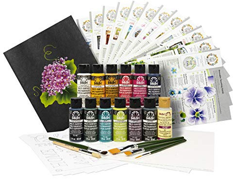 FolkArt Let's Paint One Stroke Home Town Kit, 39 PC, Acrylic, Assorted, 1 Count (Pack of 1)