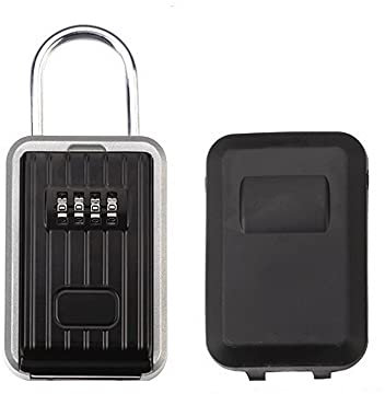 Spotact Caja Cerradura Llave Montada Pared Candado Combinación Impermeable Segura Aleación Aluminio Cerradura Contraseña Segura Portátil Cubierta Deslizante para Hogar Garaje Oficina Estudio Escuela