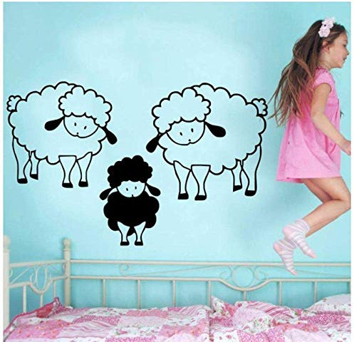 Bewegliche Schafe Familie Liebe Wandaufkleber Diy Niedliche Schafe Kinder Schlafzimmer Wandkunst Dekoration Poster Humorvolles Tier 42 * 67Cm