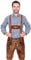 Bayerische Herren Trachten Lederhose kurz, Trachtenlederhose mit Trägern, original in Mittelbraun, Oktoberfest, Größe 56
