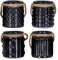 levandeo 4er Set Windlicht H10cm Glas Schwarz Teelichthalter Tischdeko Kerzen Deko Retro Kerzenhalter Flachs