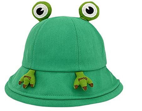Baumwolle Frosch Eimer Hut, Frosch Fischerhut mit Augen, Anglerhut Frosch Sonnenhut Fischerhut, Sommer-Sonnenschutz Fischerhut Outing Hut Faltbarer Frosch Eimer Sonnenhut für Camping Wandern Grün