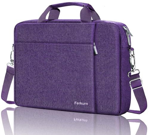 Ferkurn Laptop Bag Case for Women Men, Messenger Briefcase Computer Bag with Shoulder Compatible with Macbook Pro/Air, XPS Latitude, HP Pavilion, ASUS, Acer, Samsung, Purple, 17 17.3 Inch
