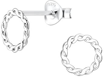 FRIEDA + PAUL Verschlungen ineinander Symbol Geo Basic Damen Frauen Mädchen Ohrstecker Ohrringe 925 Sterling Silber anlaufgeschützt Schmuckbox