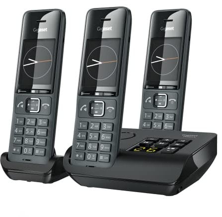 Gigaset Family A Trio - Three Handsets - Cordless DECT Telephone with an Answering Machine - Timeless and Elegant Design, Black [UK Version]
