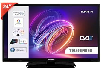 TELEFUNKEN Smart TV 24 HD Ready TE24553B42V2DZ, TV LED 24 Pollici con Alexa Integrata, Compatibile con Alexa e Google Assistant, Digitale DVB-T2, Dolby Vision HDR10, Dolby Audio