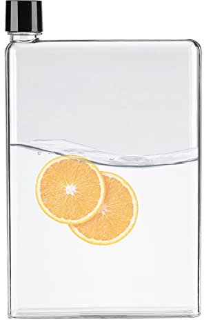 750 ML Bouteilles d'eau Plates Minces, A5 Tasses de Jus Portables en Plastique Transparent Bouteille de voyage Réutilisable Pour la maison, le bureau, l'extérieur, le camping, la randonnée, le sport