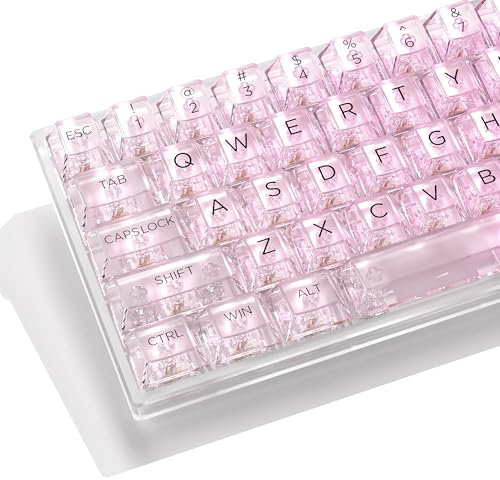 dagaladoo White Clear Key Cap,Transparent keycaps 60 75 Percent,Ceramic keycap Set,Shine Through,PC Material,Cherry Profile Keyboard caps for Mx Switches Mechanical Keyboard(140key,only keycaps)