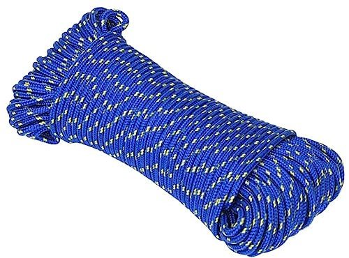 vidaXL Boat Rope Anchor Line Braided Cord UV Resistant Ship Marine Yacht Coil Rope Abrasion Resistant for Sailing Blue 5 mm 50 m Polypropylene