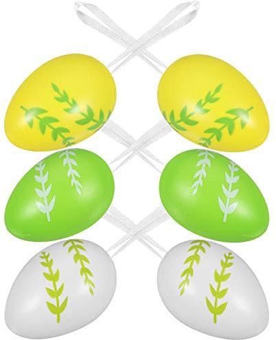 ABOOFAN 6 Stücke Bunte Ostereier zum Aufhängen Plastikeier Osterstrauch Eier Ostern Deko Dekoeier Kunststoffeier DIY Osterdeko Strauch Anhänger Hänger Kinder Geschenke Frühlingsdeko