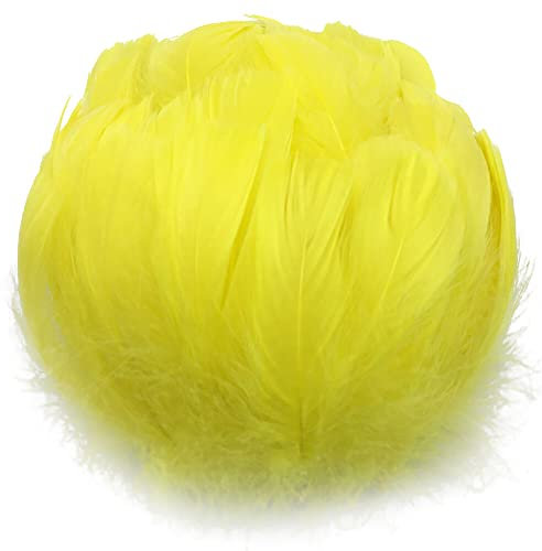 Uposao 200 Stück Natur Gänsefedern, 6-12cm Natürliche Naturfedern Gänsefedern zum Basteln DIY Deko Federn für DIY Traumfänger Ohrringe Karneval Fasching Kostüm Verzierungszubehör,Gelb