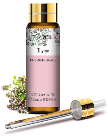 PHATOIL Huile Essentielle Thym 10 ML, Huiles Essentielles pour Diffuseur Aromathérapie, Huile de Thym Pure Naturelle Humidificateur