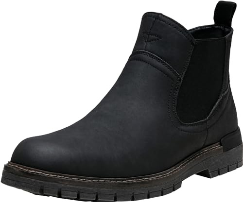 Jousen Chelsea Boots Casual Slip On Ankle Waterproof Mens Boots(AMY8119A black 10.5)