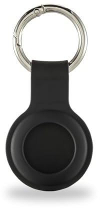 Hama Schlüsselanhänger für Apple AirTag (Hülle für AirTag, Schutzhülle, Anhänger, Silikon Look, mit Karabiner, Hülle Kratzfest, zur Befestigung an Schlüsselbund, Koffer, Schulranzen etc.) schwarz