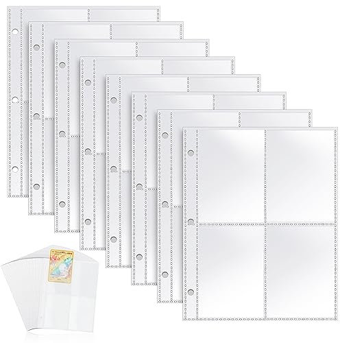Sammelkarten Hüllen 400 Pockets Leere Pokemon Hüllen Photocard Sleeves 50 Seiten Doppelseitiges Sammelalbum Transparent Karten Folien Trading Einzeln für 3 Löcher Ringbüchern zum Sammeln und Tauschen