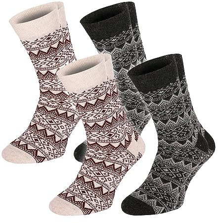 Chili Lifestyle WOOL CLASSIC Wollsocken Damen Herren 4 Paar super warme Wintersocken Schafwolle 39-42 / 43-46