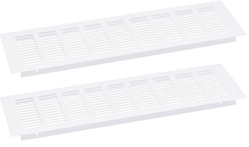 sourcing map Cubierta de ventilación de aire, 2 piezas de 400 x 80 mm, cubierta de ventilación de malla de aleación de aluminio, rejilla de ventilación rectangular para armario de zapatos (blanco)