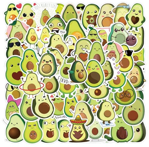 Bric Dodo 100 Stück Avocado Aufkleber Auto Laptop Telefon Gitarre Skateboard Motorrad Fahrrad Avocado Stickers Set Vinyl Wasserdicht Aesthetic Aufkleber für Jugendliche Kinder Erwachsene