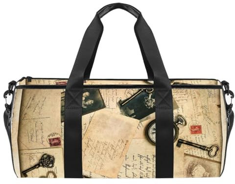 Vintage Photography Pattern Sports Gym Bag Fitness Workout Duffel Bag Travel Bag Tote Handbag Equipment Bag for Women Men