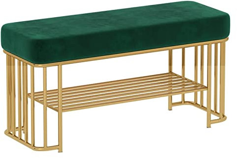 Schuhaufbewahrungsbank, Moderne Schuhaufbewahrungsbank mit 1-lagigen Regalen, industrielles Schuhregal aus Metall (dunkelgrün, 60 x 35 x 45 cm)