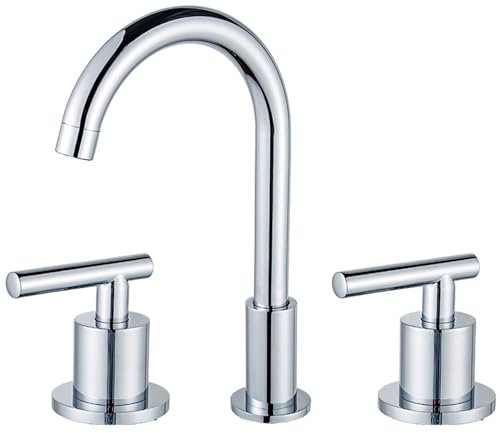 BiaoTeng Robinet Salle De Bain Trois Trous argent Laiton Rotation à 360° Mitigeur Lavabo 3 Trous Robinet 3 Trous Lavabo Salle De Bain, argent