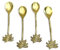India Handicrafts 75097 Kaffee-/Dessertlöffel, tropische Palme, goldfarben, 14 cm, Edelstahl, 4 Stück