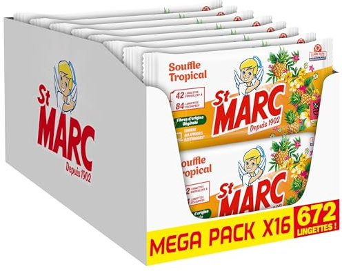 St Marc - Lot de 16 Lingettes désinfectantes x42 - Souffle Tropical