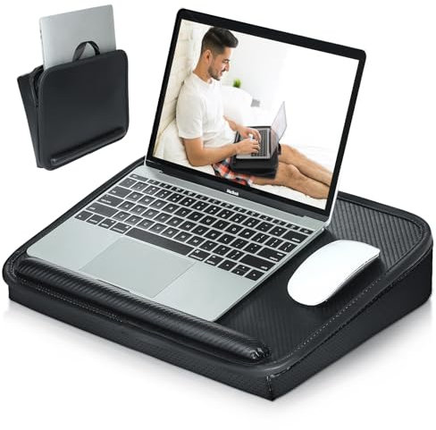Allinside Scrivania Portatile con Cuscino, Scrivania Confortevole per Laptop e Tablet, Supporto Portatile per Laptop, Borsa Leggera con Manico, Adatta Fino a 15,6 pollici, Nero