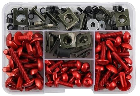 Visserie Boulons Moto Pour YA&MAHA YZF R1 R15 R25 R3 R6 R125 R15 R25 MT03 MT07 MT10 177 PIÈCES M5 M6 Vis Boulons De Moto Boulon Juste(Taille:rouge)
