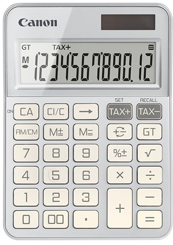 Canon KS-125KB Taschenrechner (Solar- und Batteriebetrieb, 12 Stellen) Silber