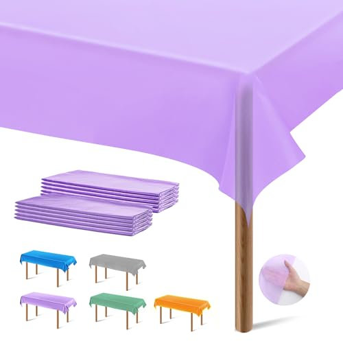Segus Nappe Violette, 10 Pièces 137 * 274 Nappes Jetables, Nappe Impermeable, Nappe Table Rectangulaire, Tablecloth pour Fêtes, Anniversaires, Picnic, Jardin
