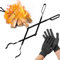 GOEDCH Pinzas Leña Largas: Resistentes Pinzas para Leña de Chimenea, Pinzas de Hierro Fundido para Chimenea, Viene con Guantes de Nailon Antideslizantes, 26 x 2,5 x 2,5 Pulgadas, Negro
