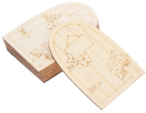 iplusmile 12pcs Fairy Door Kit for Garden Unpainted Miniature Garden Door Ornaments Outdoor Decorations Diy Craft
