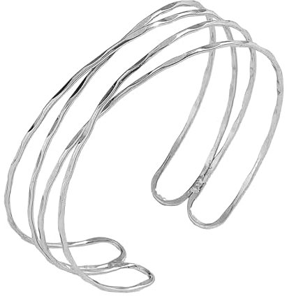 Aidenn Minimalistischer Silber Armreif für Damen - Oberarm Armschmuck, Zarter Geschichteter Armreifen