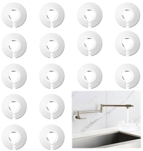Radiator Pipe Cover, 16 Pcs Radiator Pipe Collars, Plastic Radiator Pipe Covers White, Radiator Pipe Covers for 15mm Diameter Water, Radiator, Flange Pipe Decoration
