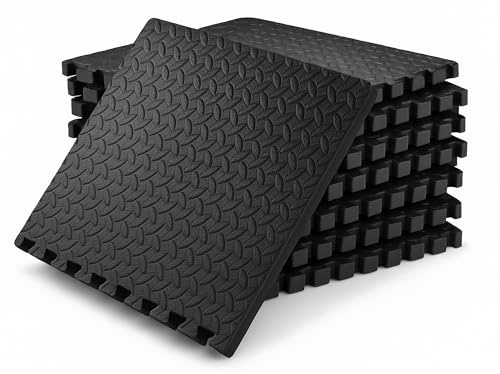 SAKUSEI Interlocking Foam Floor Tiles, 2cm Thick EVA Mats, 60x60cm, Heavy Duty Gym Flooring for Home Gym, Garage, Shed (8)