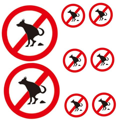 SOLUSTRE Panneau « chiens Veuillez Fermer La Porte » 8 pcs autocollants pour Crottes de Chien panneau « interdiction de Faire Caca » pour Chien autocollants D'alerte de Jardin Faciles à Utiliser