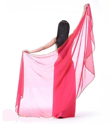 LPHFDCS Bauchtanzschleier 1 stücke Frau Bauchtanz Chiffon Schleier Tanz Tanzen Kostüm Chiffon Schal Schleier 250 * 120CM Bauchtanz-Schal(Rose red)