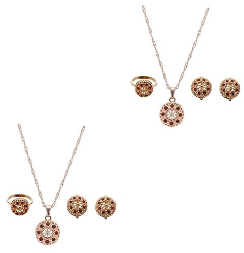 COLLBATH 2st Hochzeitsschmuck Anzug Hochzeitsohrringe Kristallschmuck-suite Rot