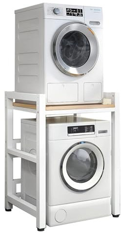 MVXBICIA Support de sèche-linge réglable – Kit d'empilage portable pour machine à laver et sèche-linge à chargement frontal avec capacité de charge de 400 kg et unité de rangement pour sur-lavage