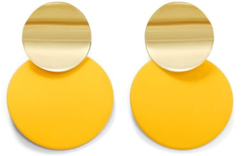 LILIE&WHITE Ohrringe für Damen Große Statement Ohrringe für Damen – Modische Gelbe und Goldene Ohrstecker, Leicht und Komfortabel, Perfekt für Alltag und besondere Anlässe