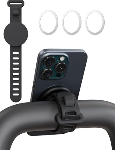 gliship Magnetische Stangenhalterung, Fitness-Telefonhalterung für Magsafe, Lenkrad-Telefonhalterung mit verstellbarem Riemen, passend für Fitnessstudio, Kinderwagen, Handgelenk, Einkaufswagen,