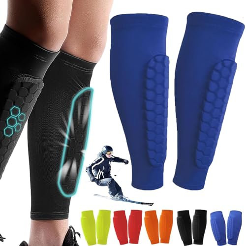 Nbzsmlkn Achilles Shinbang Shields, Shinbang Protector 2.0, ShinDefender Schienbeinschoner, Shinbang Ski-Protektoren, Shindefender Schienbeinschoner, Shinbang Protector Ski (Blau,L)