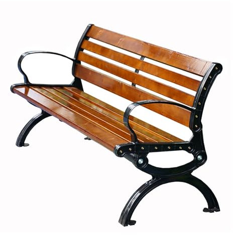 HZEPDVT Gartenmöbel-Sitzfläche, Holzstreifen, Beine aus Aluminiumguss, Parkterrassensitz, Gartenbank, Holzsitzfläche, Kaffeefarbe, Doppelsitz-Gartenbank(150 * 57 * 78cm)