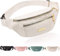 Bauchtasche für Damen Herren, Stylisch Verstellbarer Gürteltasche Lässige Hüfttasche mit 3 Reißverschlusstaschen für Radfahren Joggen Wandern Camping Outdoor Sport (Beige)